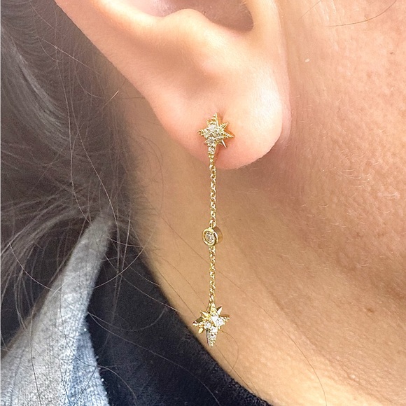 Stardrop solid gold and diamond earrings - Picture 3 of 4